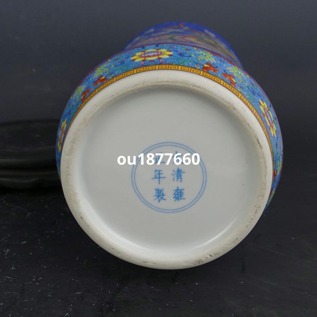 清雍正摘糸琺瑯彩富貴花鳥紋長筒瓶 景徳鎮 陶磁器 装飾品 現代工芸品美術品 置物