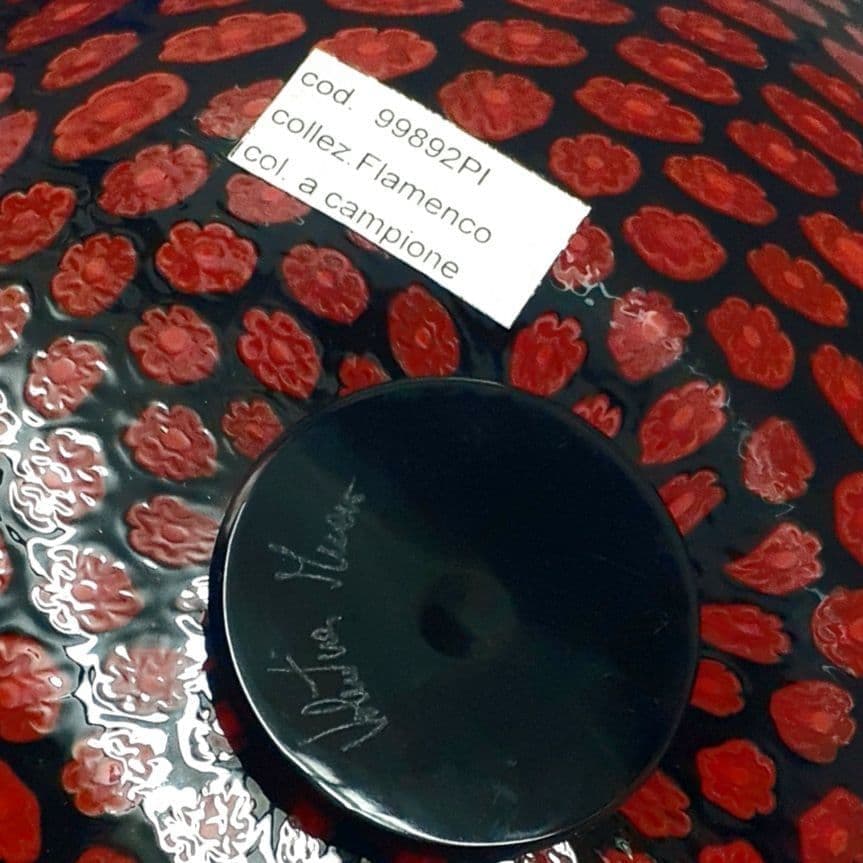 MURANO LINEA GLASS ムラノ レッド ミルフィオリ プレート 皿