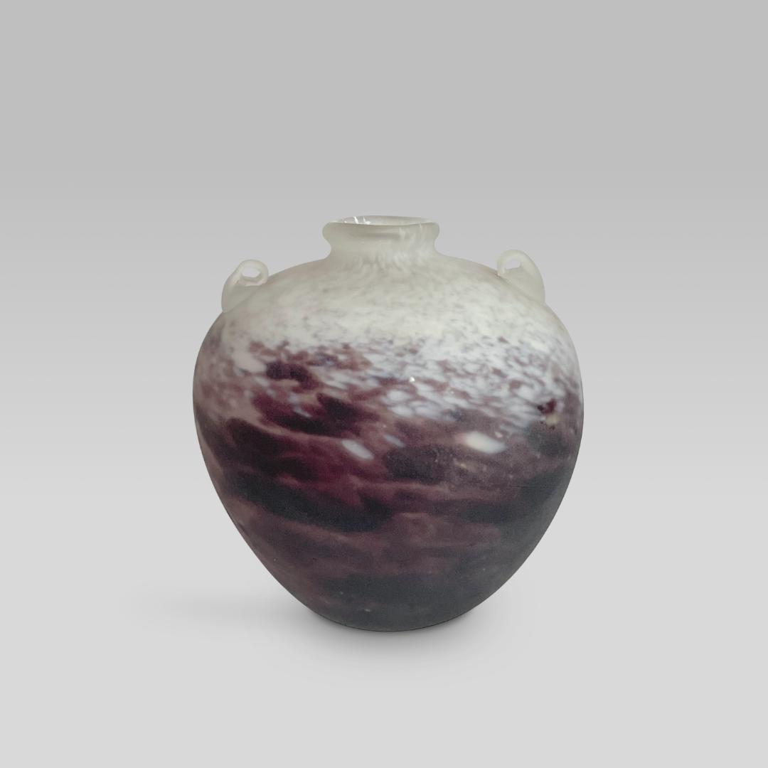 真作【藤田喬平】 手吹きガラス フラワーベース 花瓶 宙吹き 文化勲章 作家