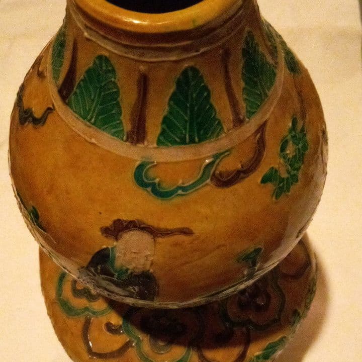 中国陶磁器　明法花　瓢箪型壺