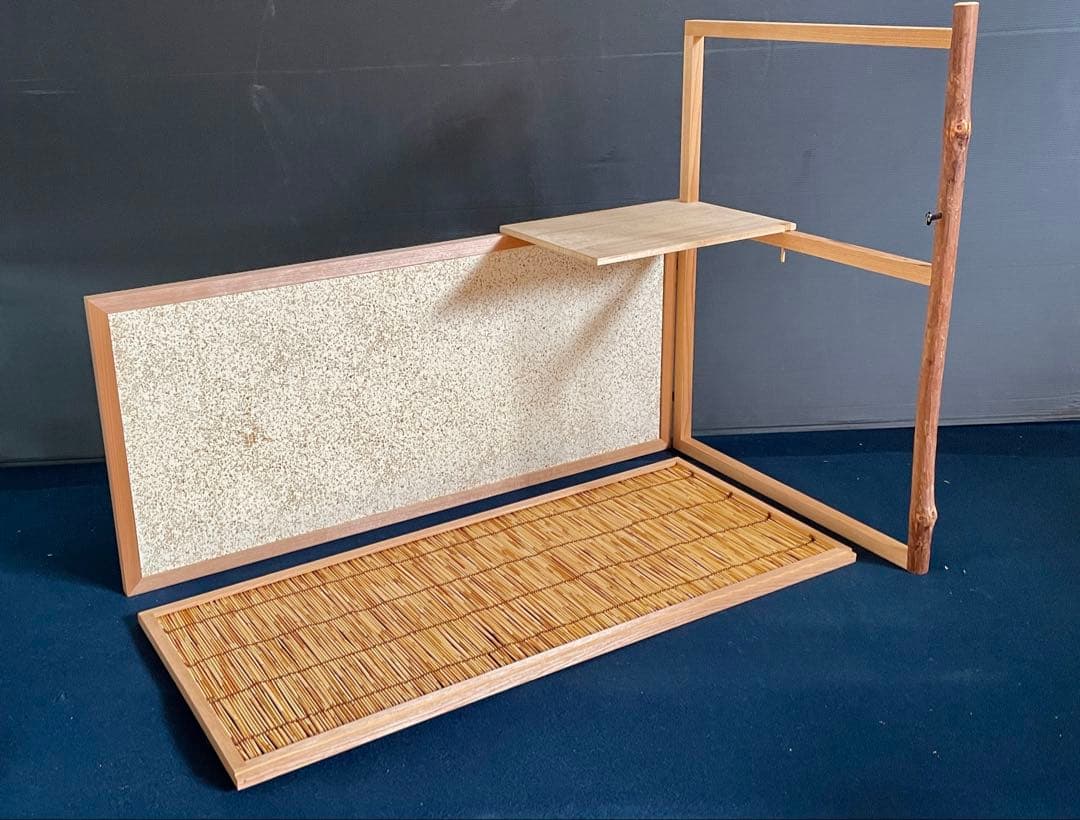 【美品】「祖」 有楽斎好 台目棚 自在棚 葦 棚 替え襖 組立 (1127⑤)