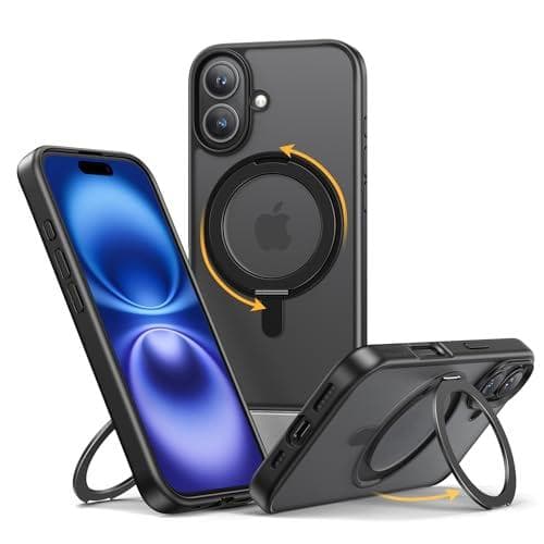 NIMASO iPhone 16 用 ケース 縦横両対応 360°回転スタンドm