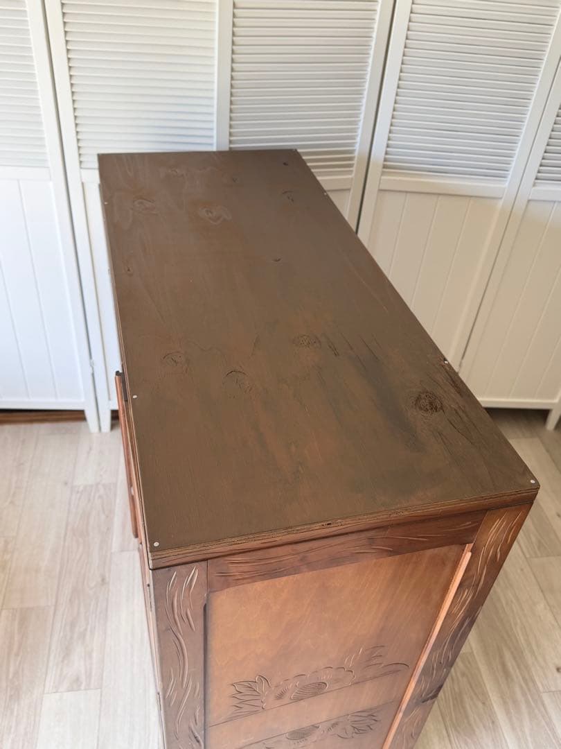 最終値下げ! 伝統工芸品 軽井沢彫 サイドボード アンティーク リメイク