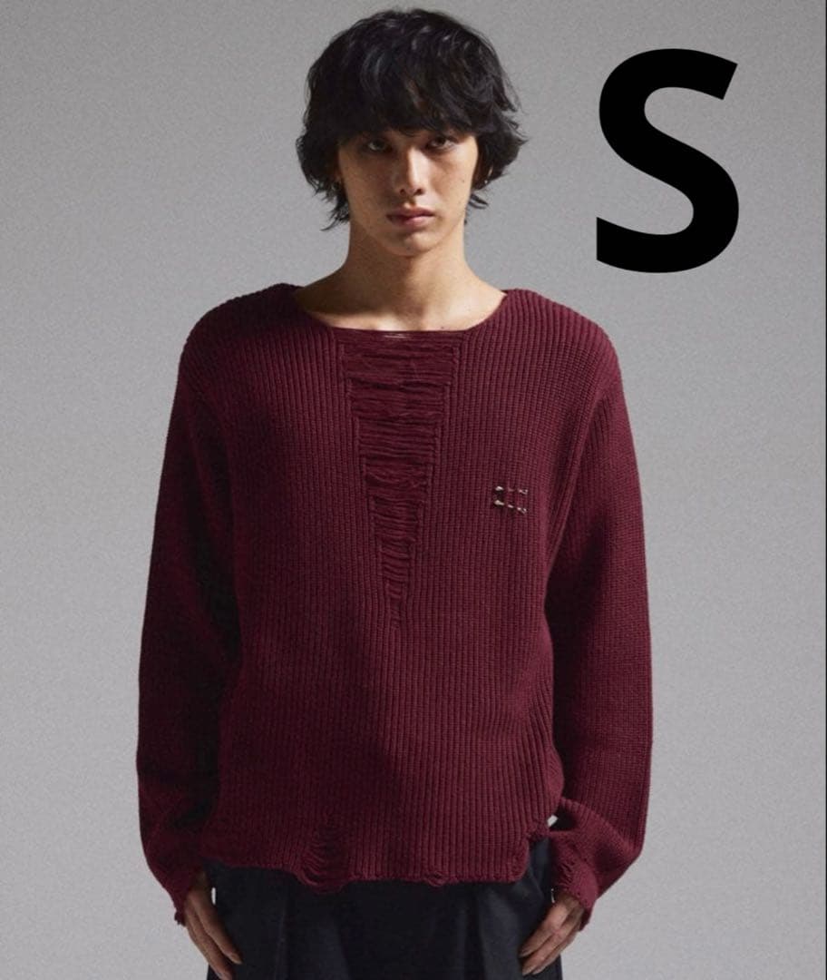 武*田様 【GRANCY】ピアスダメージニット レッド s