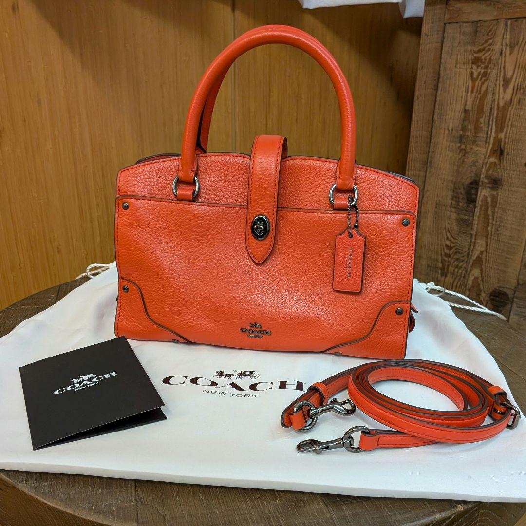 すずらん様 袋付 COACH マーサーサッチェル24 レザーハンドバッグ