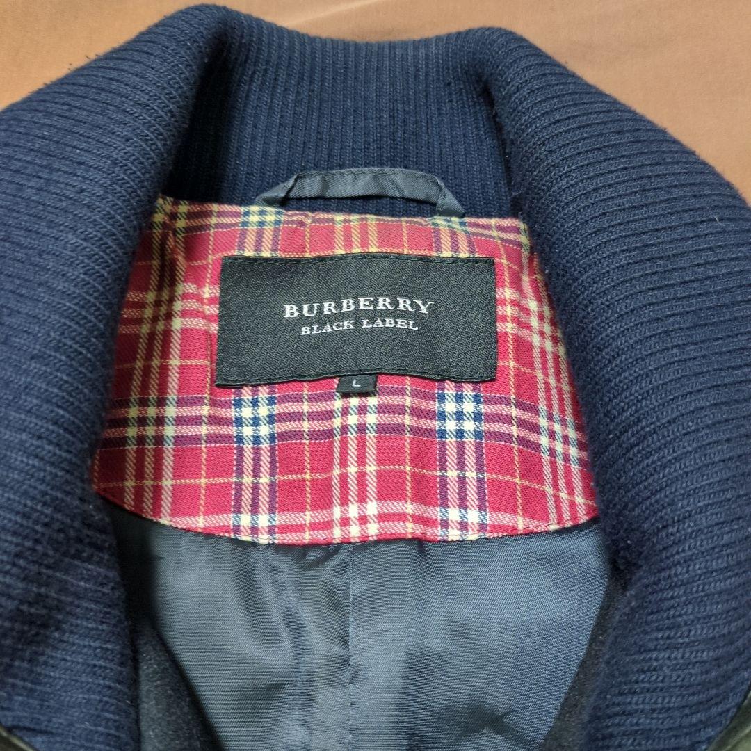 コ*！様 BURBERRY BLACK LABEL スタジャン L ネイビー/ブ