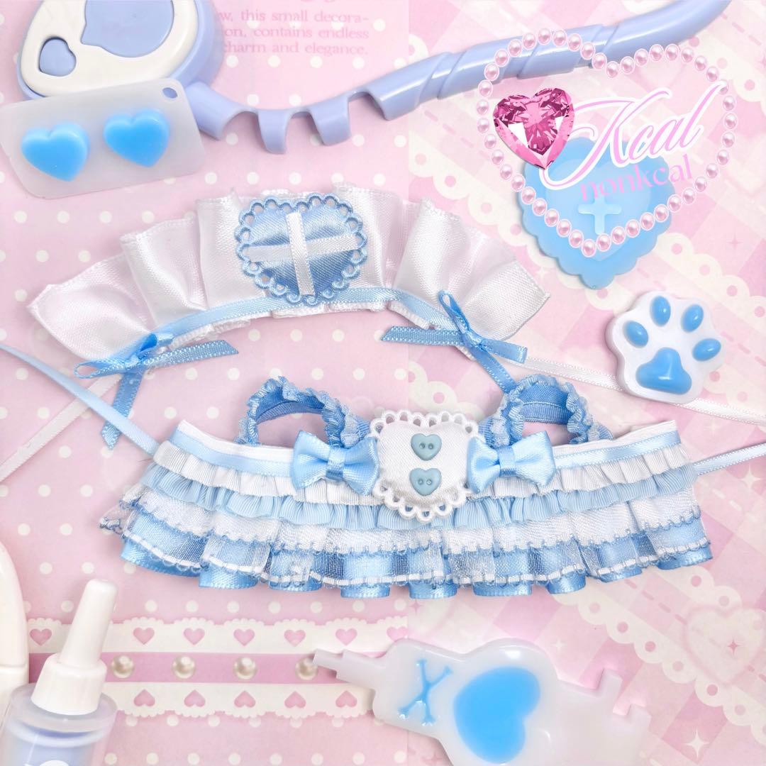 ゆうしゃ、様 ハンドメイド　ぬい服　おしゃぶり　ナース　メイド服　水色