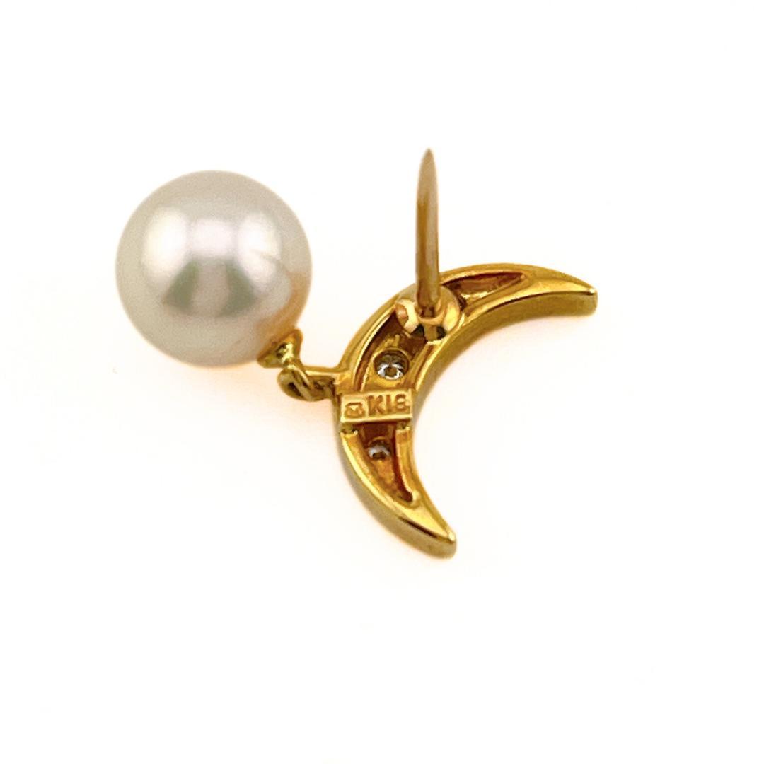 MIKIMOTO ミキモト ダイヤ アコヤパール 18K ピンブローチ ムーン