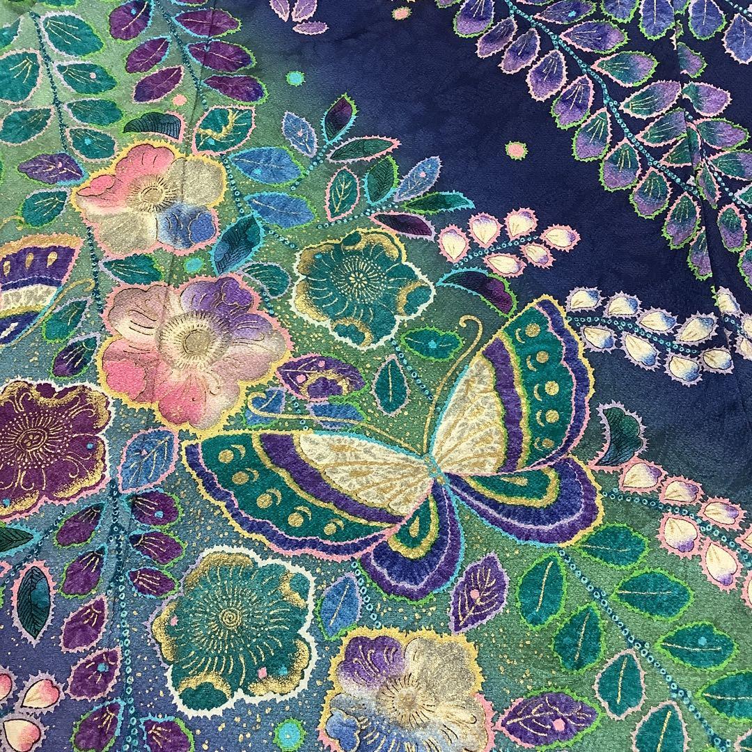 【彦兵衛mini】やまと謹製！正絹振袖・長襦袢セット〜群青色地に辻ヶ花柄〜