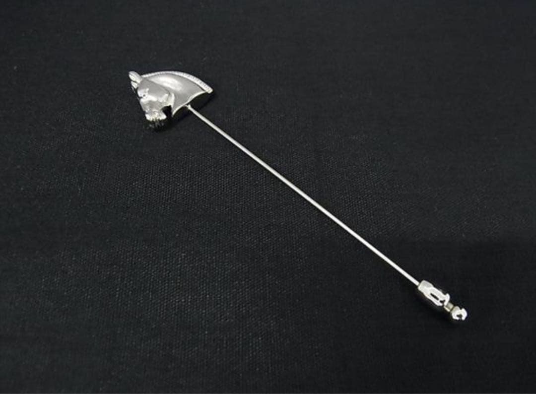 極美品✨ エルメス シュバル ホース ビンパッジ ピンブローチ シルバー