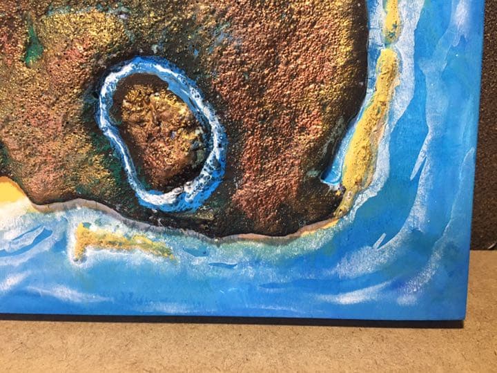 海、島の3d アート作品。