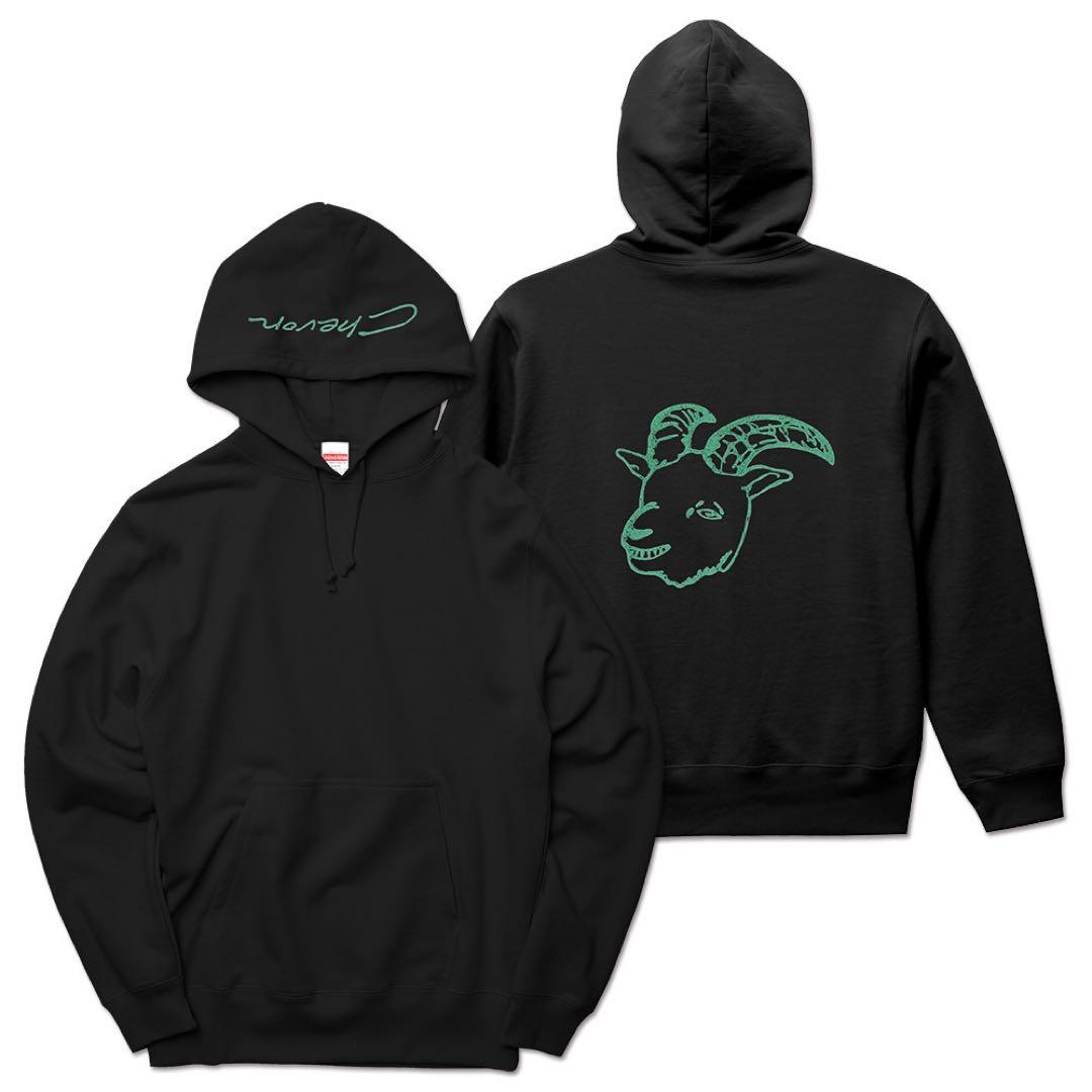 Chevon 黒×緑プルオーバーパーカー