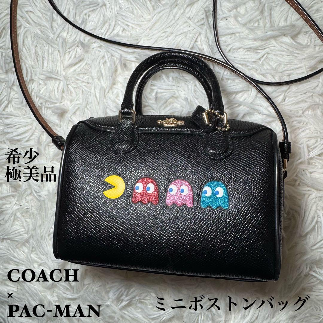 ☆COACH × PAC-MAN ミニボストンバッグ 黒 グリッター 限定☆