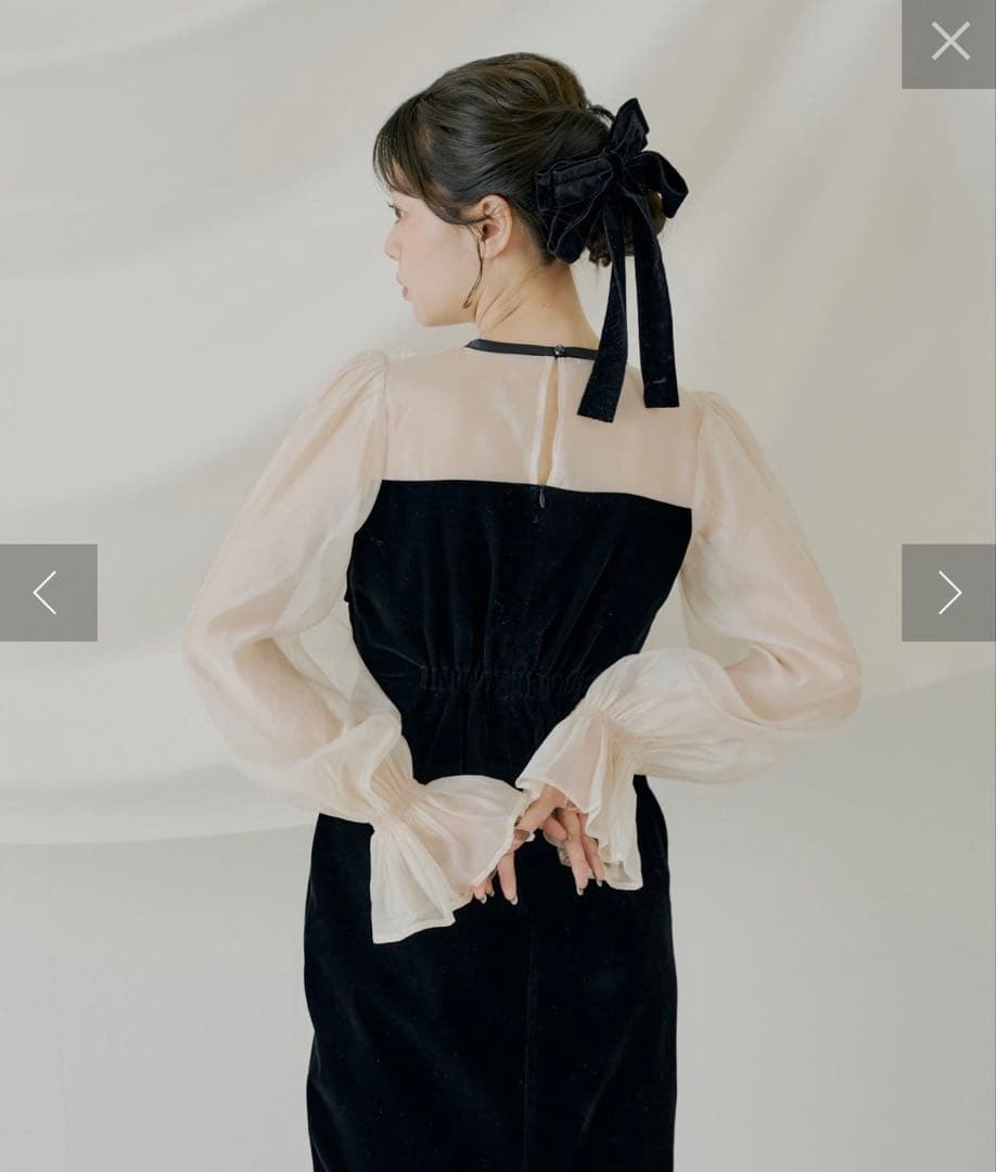 シアーリボンベロアワンピース/オケージョン 【SALON by Chico】チコ