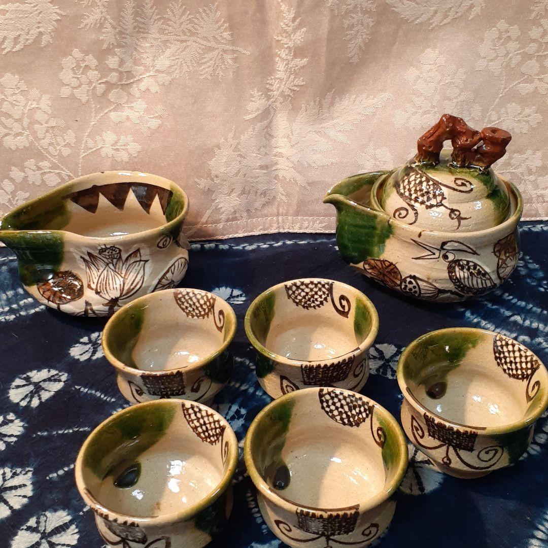 本日お値打ち❤️林和一　作　青織部宝瓶茶器揃い♪