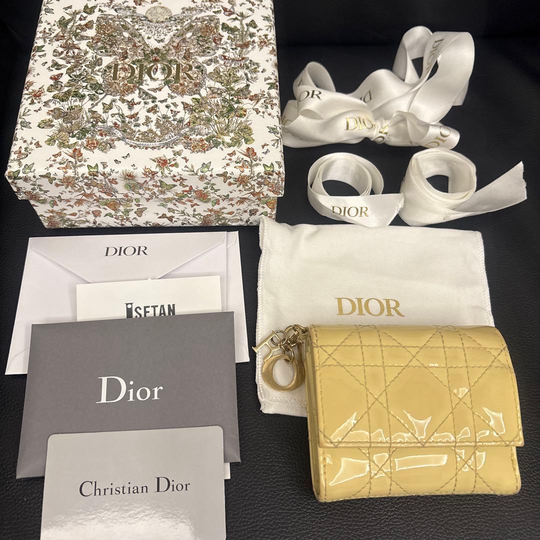 ディオール レディディオール カナージュ ロータスウォレット 三つ折り財布