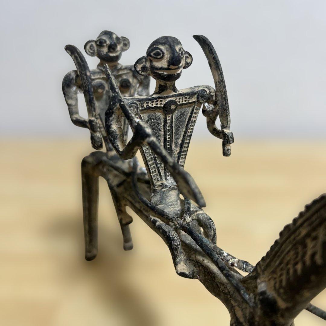 アフリカ工芸品　『馬と戦士たち』　アンティーク　1900年代初頭　干支