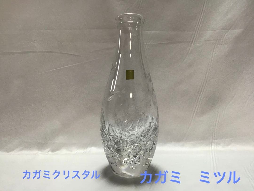 カガミクリスタル　各務満　花瓶　鮎