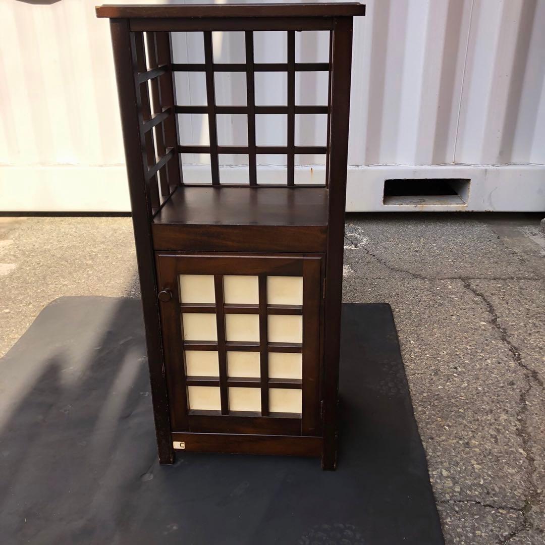 綾野製作所　木製電話台・ファックス台 ダークブラウン