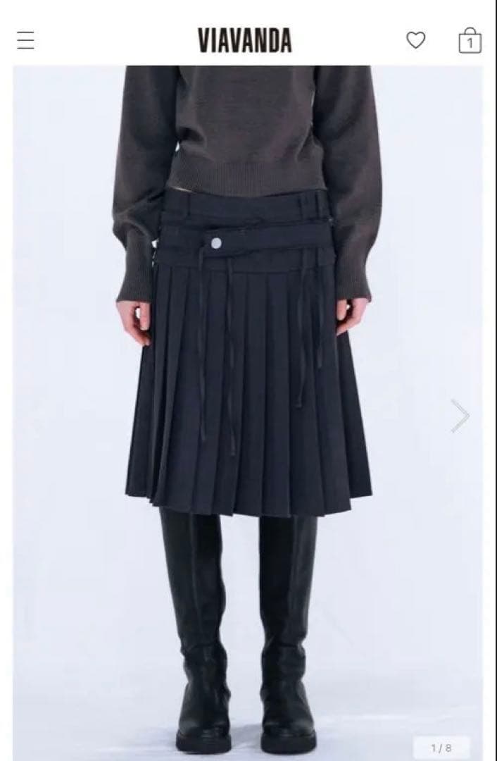 スカート VIAVANDA PLEATED MIDI SKIRT / GRAY