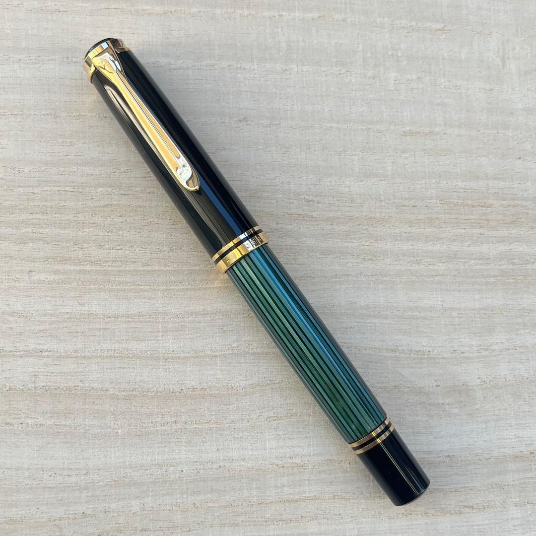 ペリカン M800 EN刻印 イタリア刻印 緑縞 スーべレーン 万年筆 字幅 M