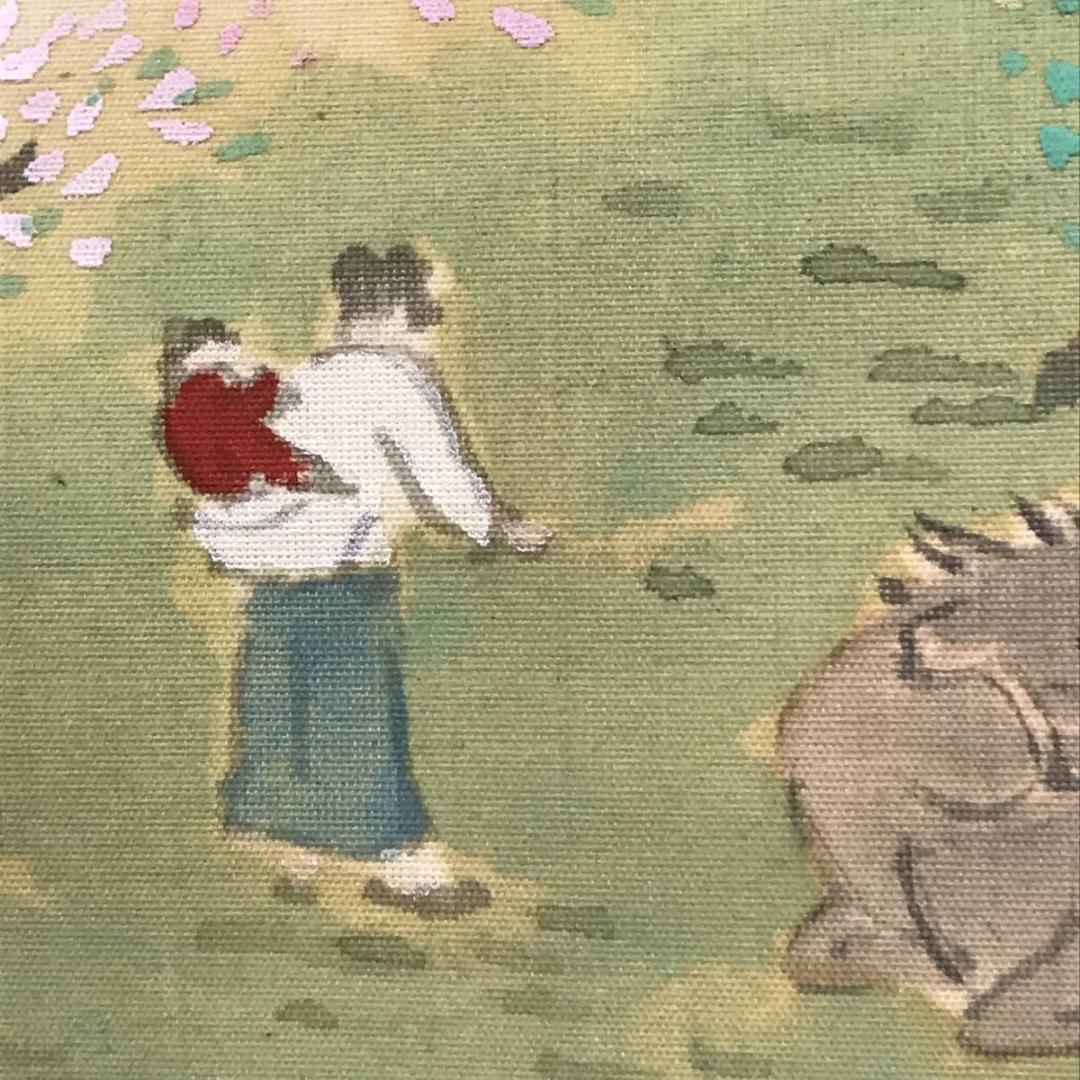 【真作】蒼石/金剛塔臣里春暖図/武陵桃源図/桃花山水図/掛軸/名家伝来AC-39