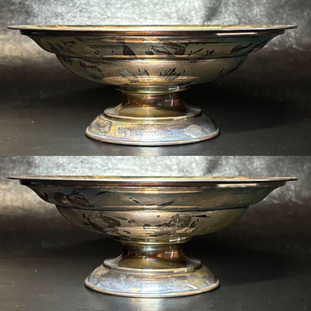 ★金属工芸/銀製！脚付 ボウル！器！箱付！刻印あり！★