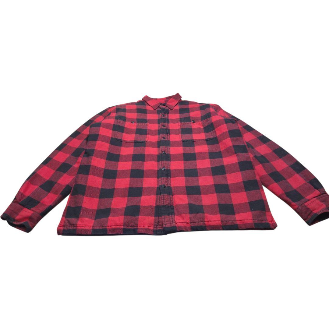 90s ポロラルフローレン 内キルティング ネルシャツ ジャケット 赤黒チェック