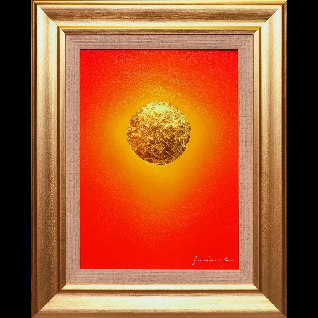 ●24K純金『金の太陽』●がんどうあつし肉筆油絵24K純金使用作者直接出品２０年