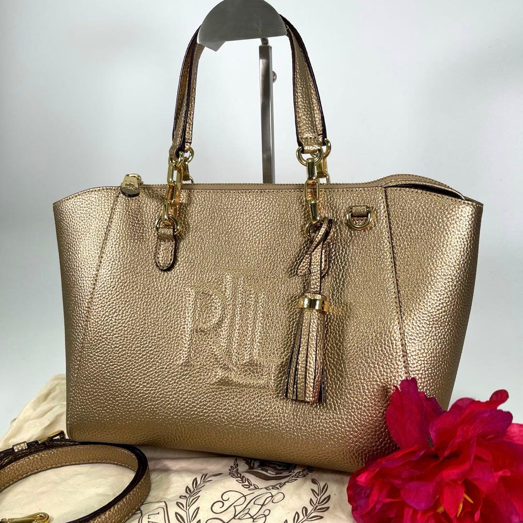 【natsu 様✨】ローレンラルフローレンレディースハンドバッグ2WAY希少ゴー