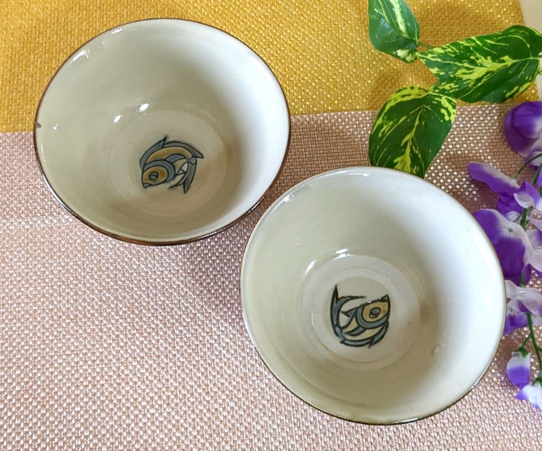 Niko様❢　沖縄やちむん　壺屋焼 丼 深鉢 魚紋 宮城須美子　レア✨️　未使用