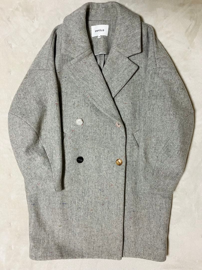 ENFOLD カラーネップ ダブルブレストチェスターコート 36