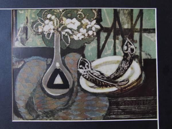 三岸節子、花と魚、額装用画集の一部、希少、新品額付