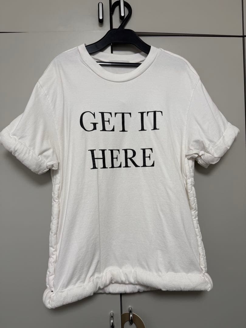 立体パディング デザインTシャツ ホワイト GET IT HERE プリント