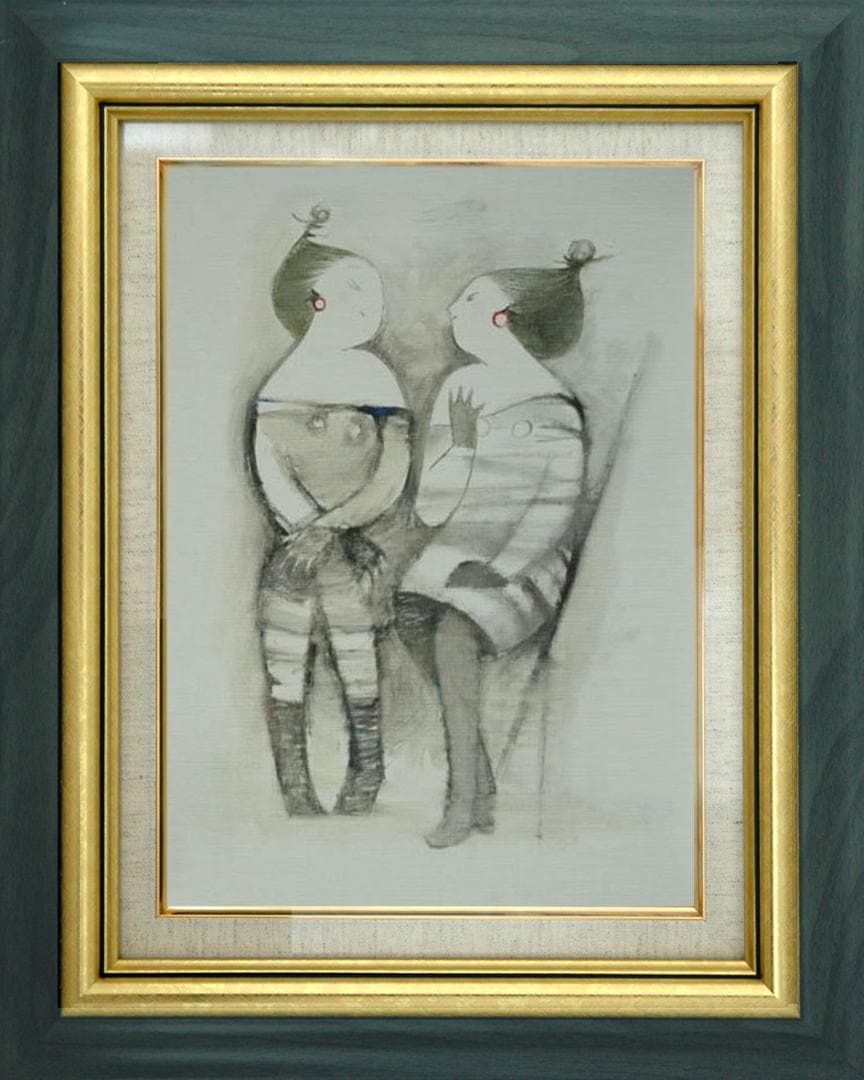 油絵 菅家令子 絵 絵画 インテリア F6-081712 人物 女性 語らい