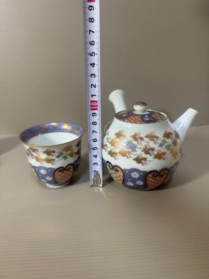 2170 其泉　賞美堂　金彩千鳥祥瑞　茶器セット　急須1客　湯呑5客