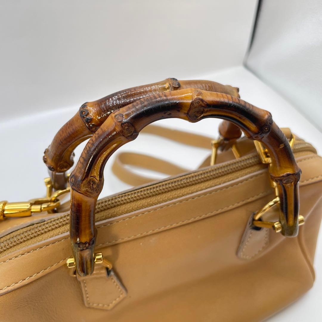 特価✨ GUCCI グッチ バンブー 2way ミニハンドバッグ ブラウン系