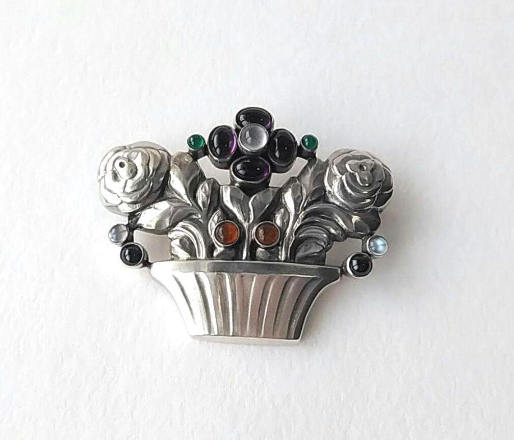 廃盤★　ジョージジェンセン　花かご　＃６７　ブローチ