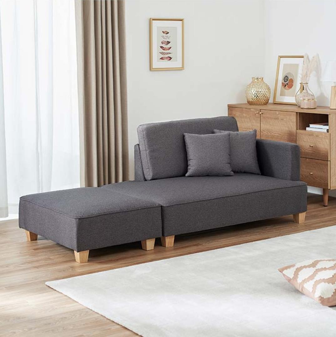 ✨美品✨LOWYA ロウヤ カウチソファ 2人掛け オットマン付 グレー①✨