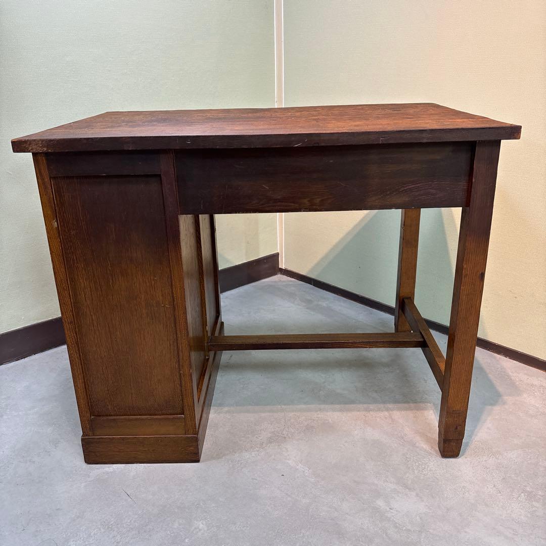 昭和レトロ｜無垢材の片袖机　アンティーク　デスク 木製　机　学習机