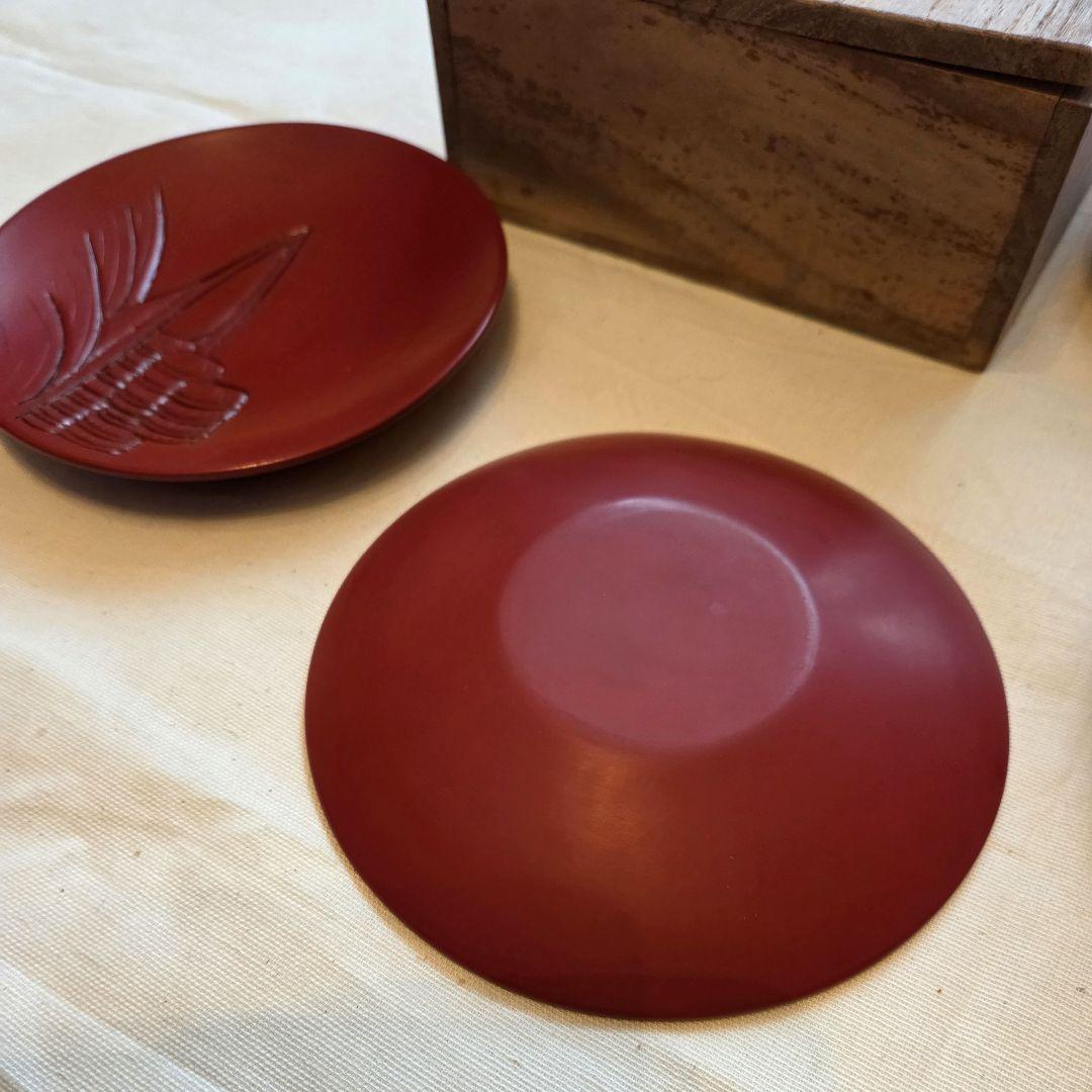【新品】 村上堆朱銘々皿4枚セット 無形文化財 漆器 菓子皿