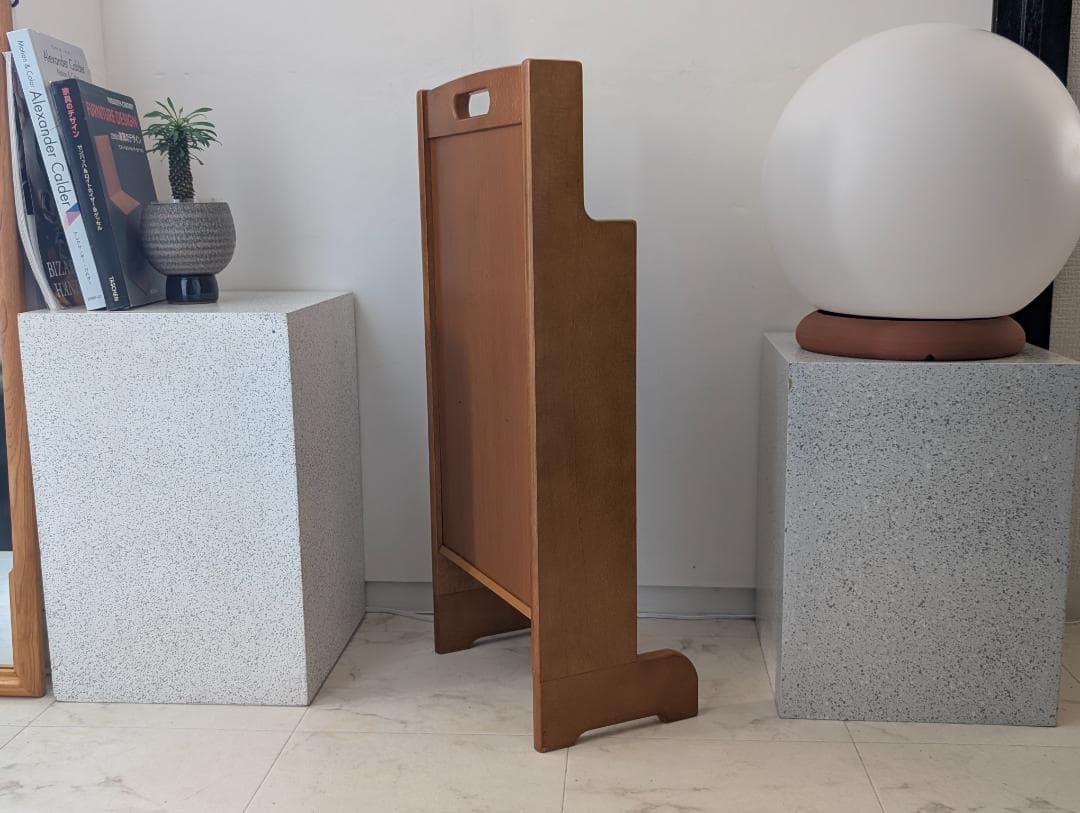 オールドカリモク ビンテージ マガジンラック 2段 ウッド×ラタン 美品