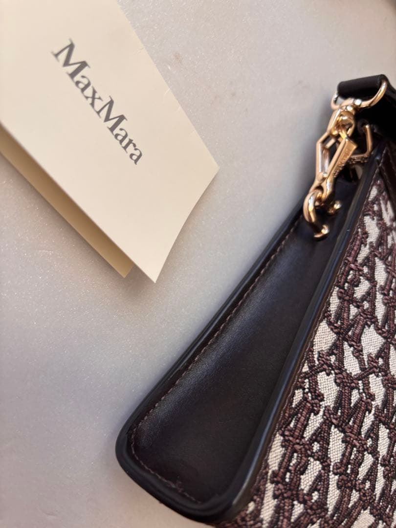 美品マックスマーラ　ジャガードミニショルダーバッグ　2way logoストラップ