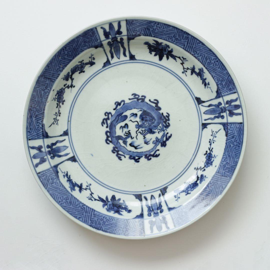 伊万里　古伊万里　江戸　中期　龍　型紙摺り