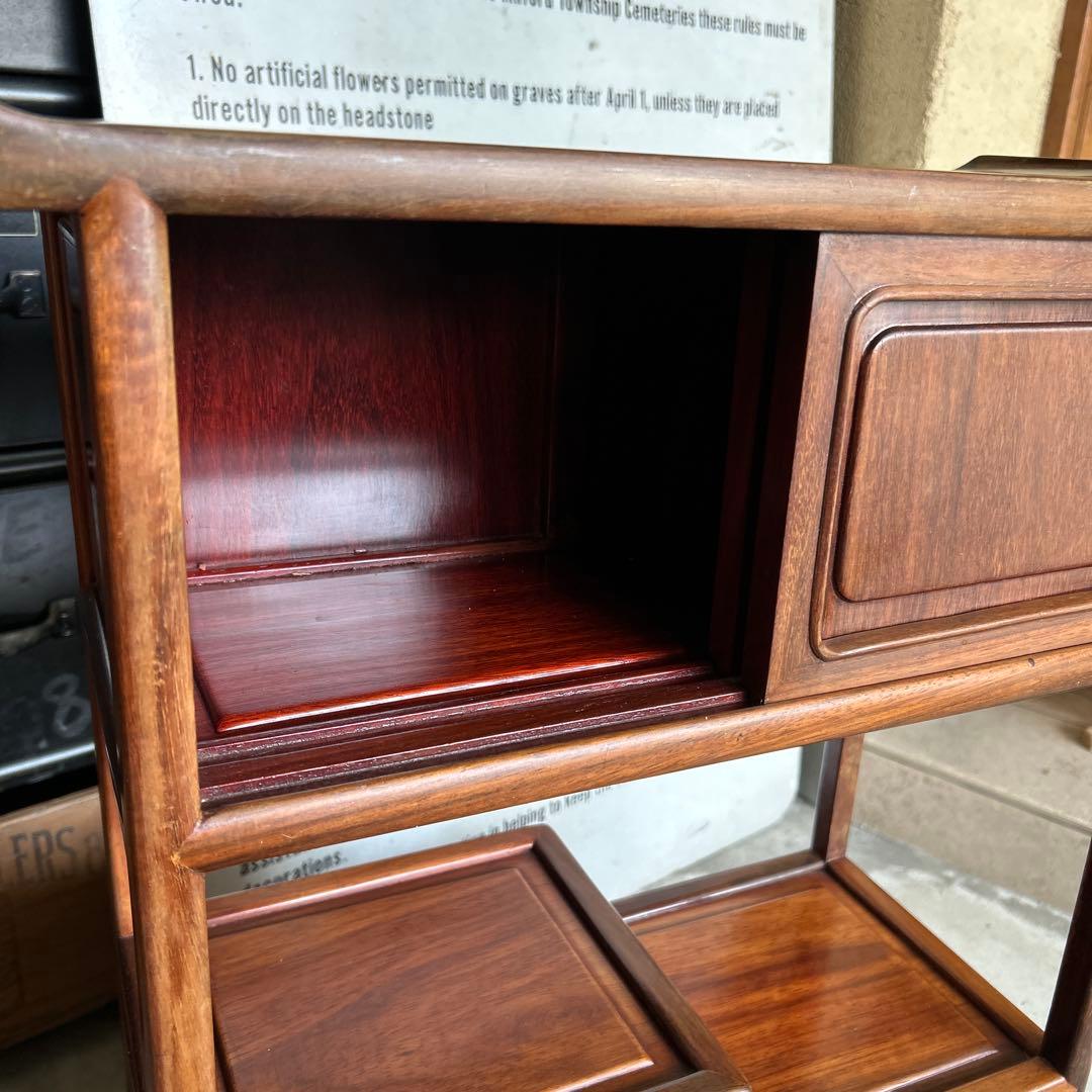 お*ん様 昭和レトロ 木製 唐木 花梨無垢 違い棚 飾り棚 茶棚 煎茶棚 茶箪笥