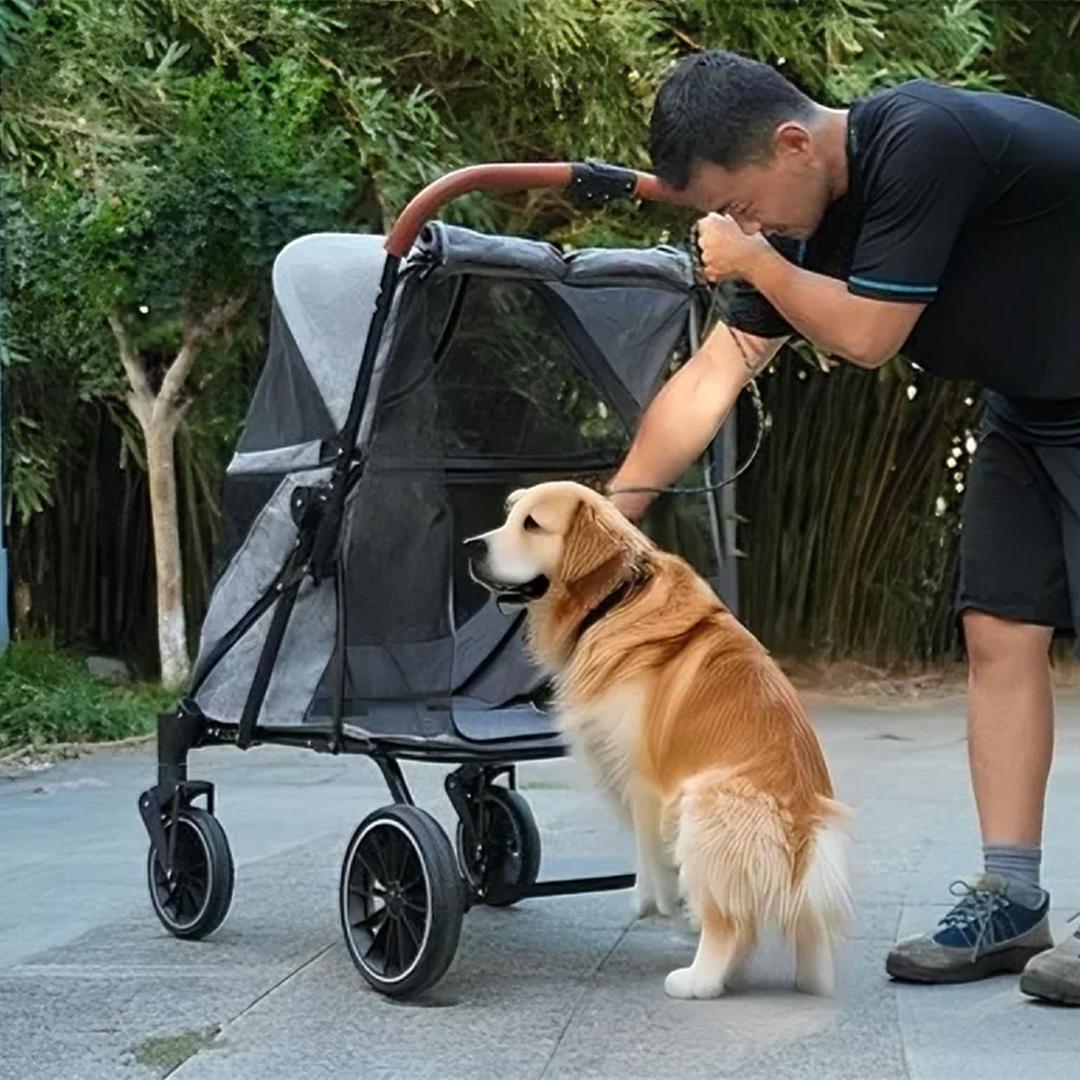 ペットカート 耐荷重50㎏ 大型犬対応 前後ドア 乗りやすい 折りたたみ 多頭