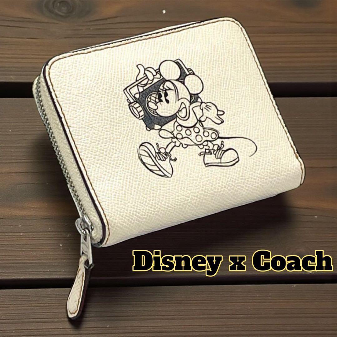【Disneyコラボ 】Coach ミニーマウス 折り財布 ラウンドファスナー