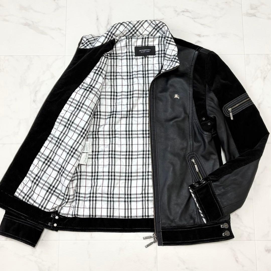 【美品】バーバリーブラックレーベル レザージャケット コーデュロイ ノバチェック