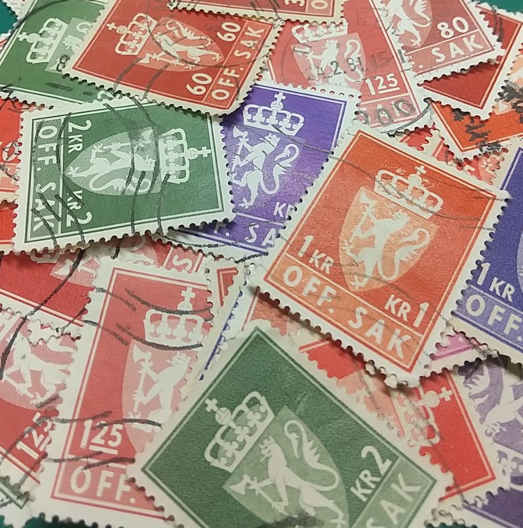 アートな切手　数字・紋章等　ノルウェー　50枚　使用済　W50809