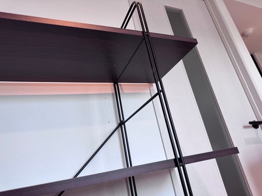 6*6様 ウォルナット アイアンラック 4段シェルフ 幅約120cm×高さ約13